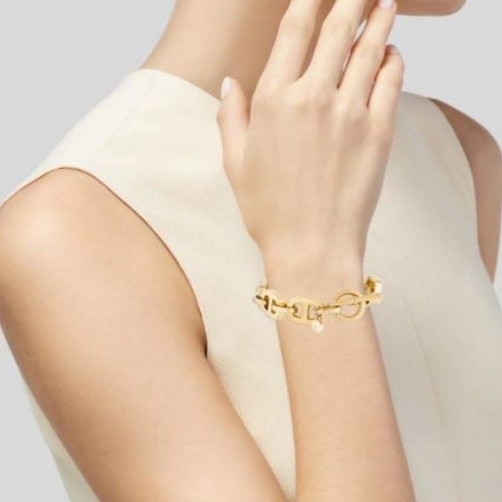 Michael Kors Heritage Maritime Chain Link Toggle Bracelet Gold Tone Heavy NWT - Picture 8 of 15